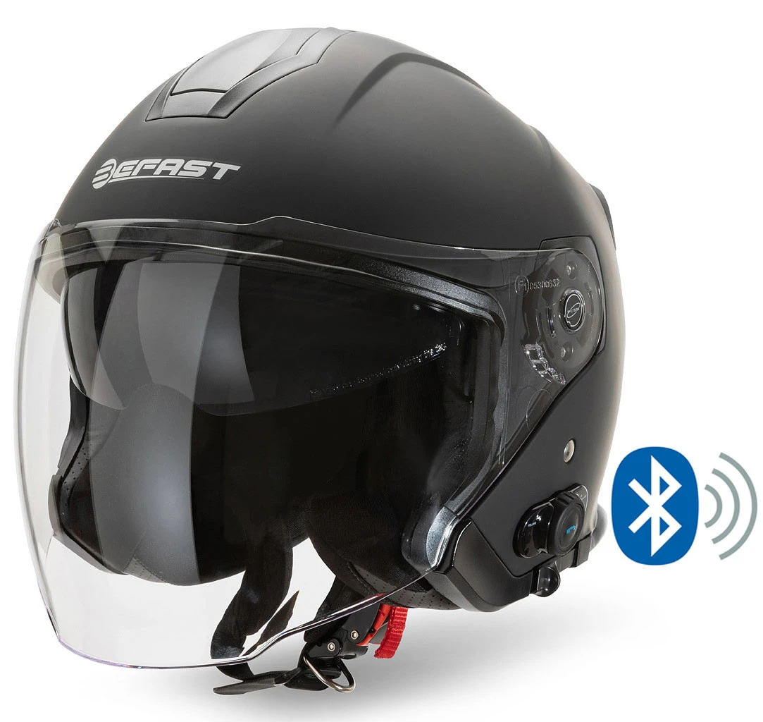 Casco Jet Befast JET Connect Nero Opaco Con Interfono Integrato 3 Casco Jet Befast JET Connect Nero Opaco Con Interfono Integrato