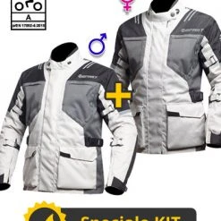 Kit Coppia Bolt CE 3 Strati Grigio - Giacca Moto Certificata Befast Uomo + Donna