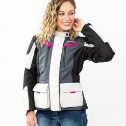 Giacca Moto Donna Befast BABYLON Lady CE Certificata Nero Grigio Chiaro -Befastal Negozio busto shooting befast babylon nero grigio chiaro 7