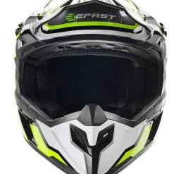 Casco Cross Befast Mud Line Argento Giallo Bianco -Befastal Negozio caschi moto gsb motocross grigio frontale