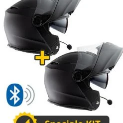 Kit Coppia Connect Nero - 2 Caschi Modulari Befast Connect Con Interfono Integrato