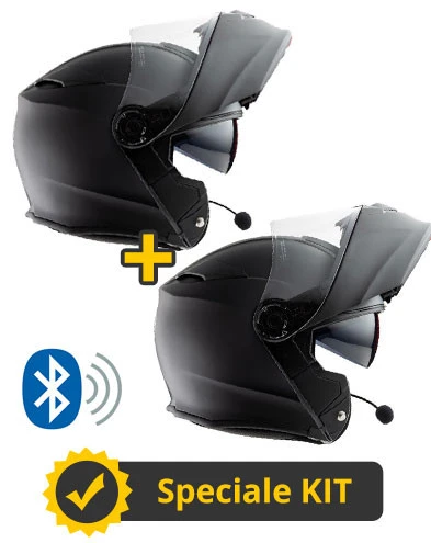 Kit Coppia Connect Nero - 2 Caschi Modulari Befast Connect Con Interfono Integrato 3 Kit Coppia Connect Nero - 2 Caschi Modulari Befast Connect Con Interfono Integrato