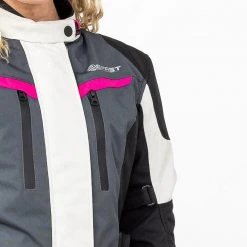 Giacca Moto Donna Befast BABYLON Lady CE Certificata Nero Grigio Chiaro -Befastal Negozio dettaglio apertura shooting befast babylon nero grigio chiaro 5