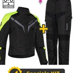 Kit Gamma Lady CE Nero Giallo - Giacca Moto Donna Certificata Befast + Pantaloni Moto Donna Certificati Befast