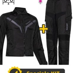 Kit Gamma Lady CE Nero - Giacca Moto Donna Certificata Befast + Pantaloni Moto Donna Certificati Befast