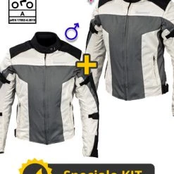 Kit Coppia Street CE Nero Grigio - Giacca Moto Certificata Befast Uomo + Donna
