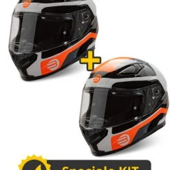 Kit Coppia Flash Bianco Rosso Fluo- 2 Caschi Integrali Befast