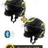 Kit Coppia JET Connect Giallo Nero - 2 Caschi Jet Befast JET Connect Con Interfono Integrato -Befastal Negozio kit jet connect giallo nero