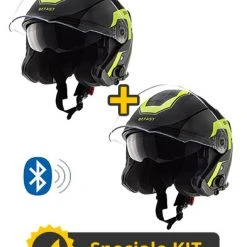 Kit Coppia JET Connect Giallo Nero - 2 Caschi Jet Befast JET Connect Con Interfono Integrato
