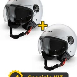 Kit Coppia Rapid II Bianco - 2 Caschi Jet Befast Doppia Visiera