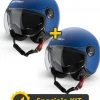 Kit Coppia Rapid II Blu Opaco - 2 Caschi Jet Befast Doppia Visiera