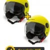 Kit Coppia Rapid II Giallo Fluo Opaco - 2 Caschi Jet Befast Doppia Visiera