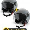 Kit Coppia Rapid II Grigio Opaco - 2 Caschi Jet Befast Doppia Visiera -Befastal Negozio kit rapid ii grigio opaco