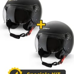 Kit Coppia Rapid II Nero Opaco - 2 Caschi Jet Befast Doppia Visiera