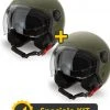 Kit Coppia Rapid II Verde Militare Opaco - 2 Caschi Jet Befast Doppia Visiera