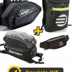 Kit Viaggio All Inclusive Befast - Coppia Borse Laterali + Borsa Serbatoio Grande 28lt + Zaino Moto Gerla 28lt + Marsupio