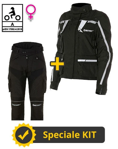 Kit Completo Touring Tech Lady CE 3 Strati Nero - Giacca Moto Donna Certificata Befast + Pantaloni Moto Donna Certificati Befast 3 Kit Completo Touring Tech Lady CE 3 Strati Nero - Giacca Moto Donna Certificata Befast + Pantaloni Moto Donna Certificati Befast