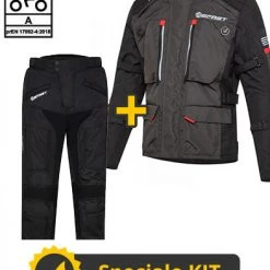 Kit Completo Victory CE 3 Strati Nero Grigio - Giacca Moto Certificata Befast + Pantaloni Moto Certificati Befast