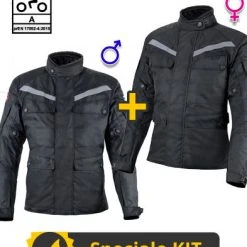Kit Coppia Rocket CE 3 Strati Nero - Giacca Moto Certificata Befast Uomo + Donna