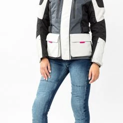 Giacca Moto Donna Befast BABYLON Lady CE Certificata Nero Grigio Chiaro -Befastal Negozio shooting befast babylon nero grigio chiaro