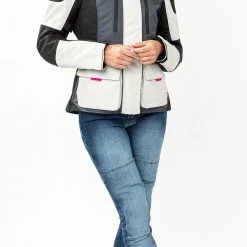 Giacca Moto Donna Befast BABYLON Lady CE Certificata Nero Grigio Chiaro -Befastal Negozio shooting befast babylon nero grigio chiaro 8