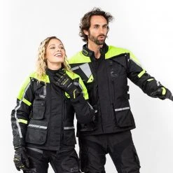 Kit Coppia Touring Tech CE Nero Giallo - Giacca Moto Certificata Befast Uomo + Donna -Befastal Negozio shooting befast touring tech nero giallo 3 kit cop